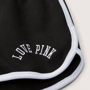 Victoria's Secret Sexy Varsity Shorts Black LOVE PINK Logo Size M/L/Small NWT